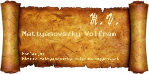 Mattyasovszky Volfram névjegykártya